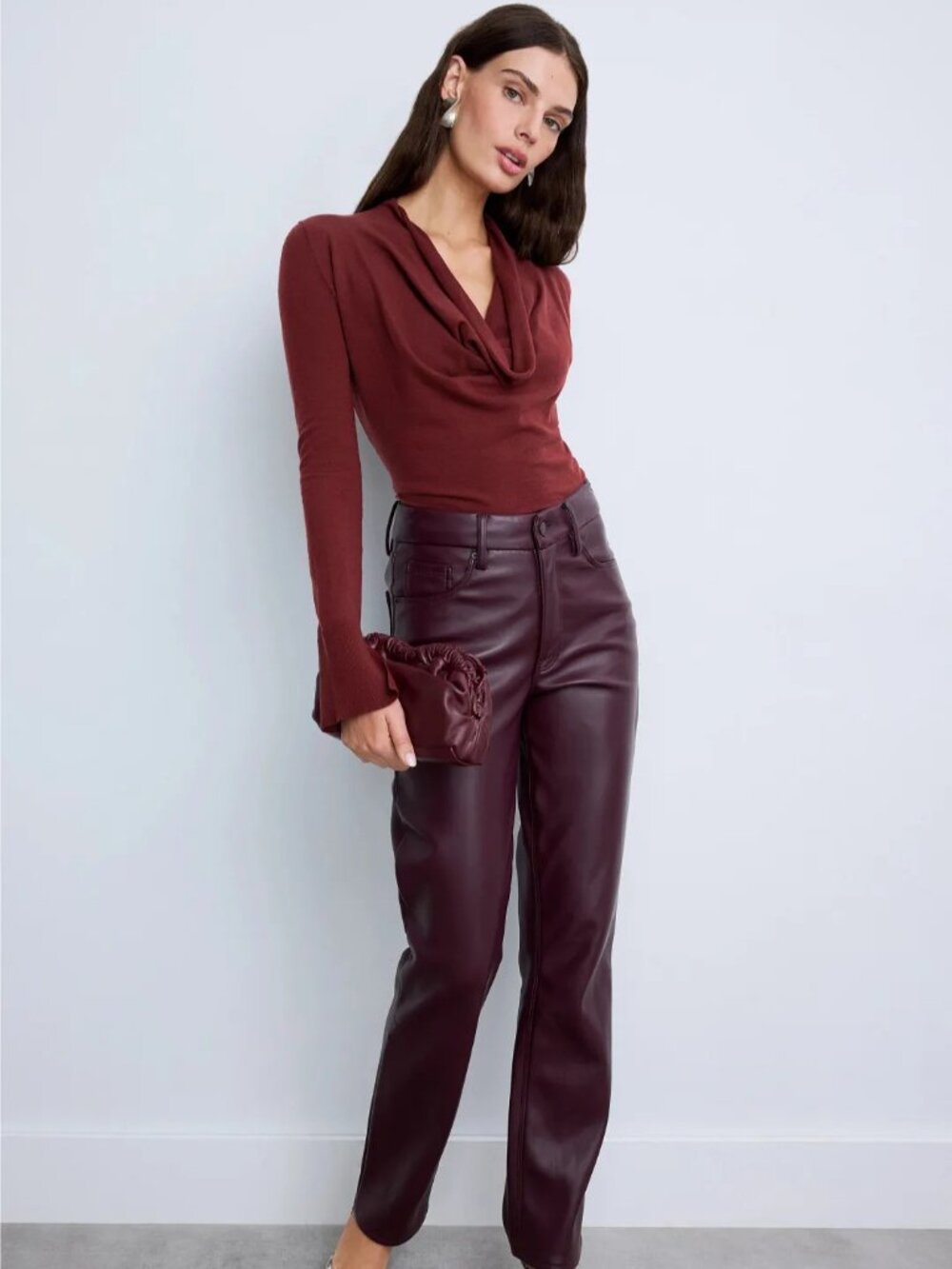SIMKHAI Natia Cowlneck Top Superfine Wool Size Large MSRP $295